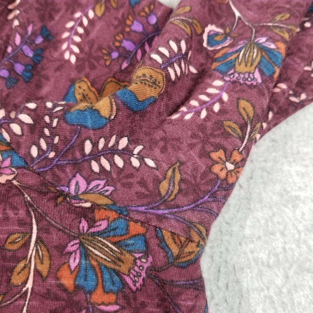 Vintage America Top Women L Large Purple Floral Boho Peasant Blouse Long Sleeve - Picture 11 of 12